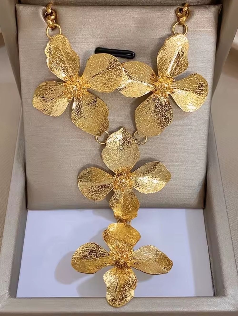 Gold Floral Link Necklace - Picture 3 of 5